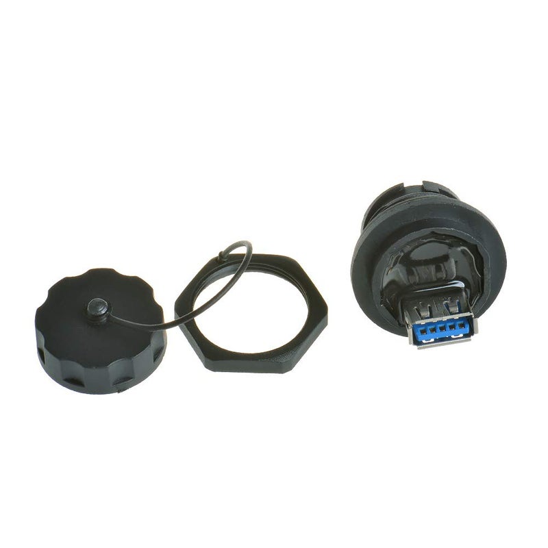 ANMBEST 2PCS Electrical USB3.0 IP67 Waterproof Connector Industrial Standard Double Head Coupler Adapter Female to Female Socket Plug Panel Mount with Waterproof/Dust Cap Compatible with USB2.0 - Image 3